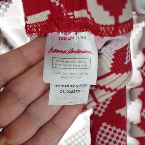 Hanna‎ Andersson Kids Snowflake Patterned Pajama Pants Christmas Leggings US 8 - Picture 3 of 4